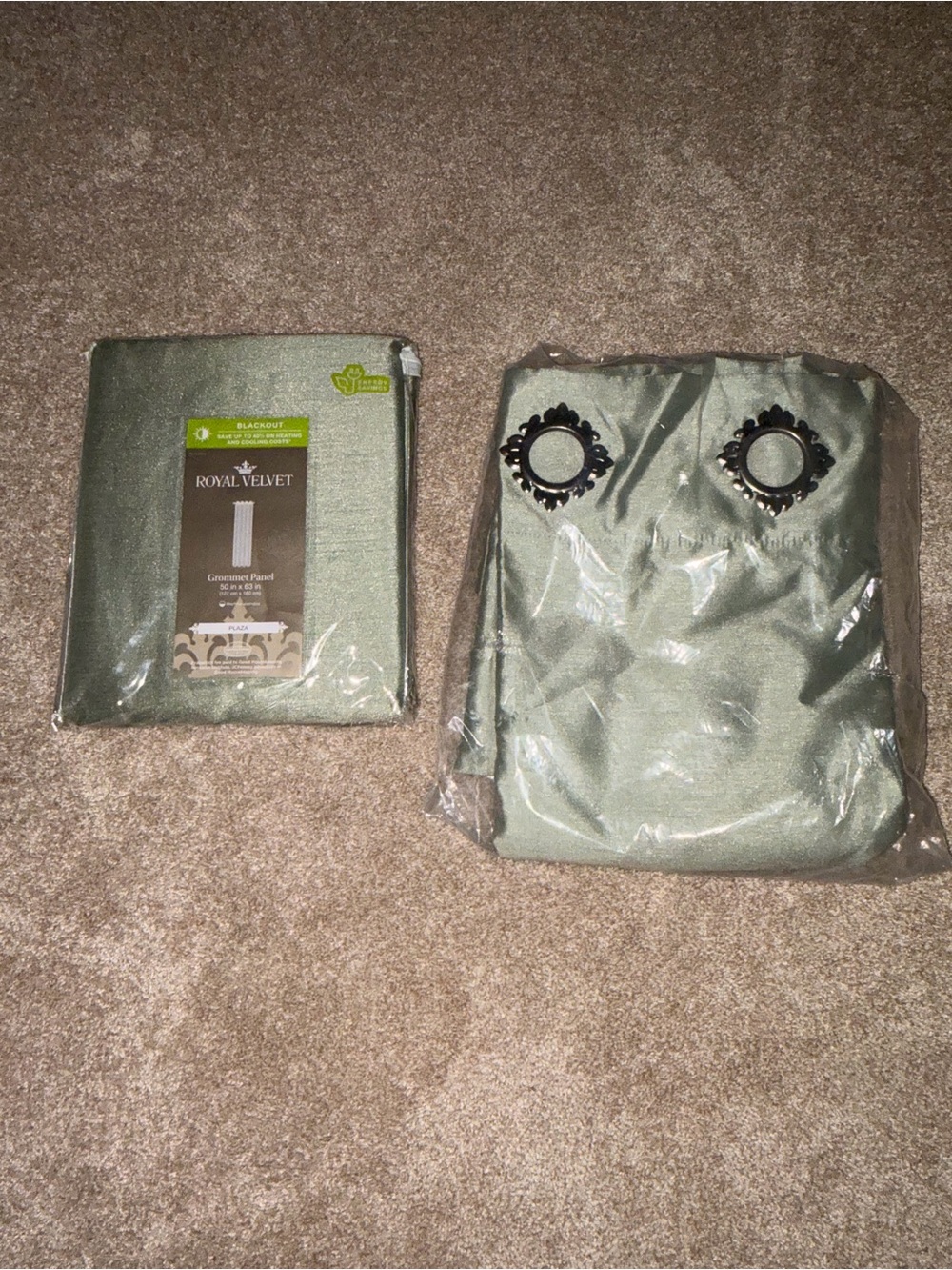 Royal Velvet Sage Green Blackout Grommet Curtain Panel